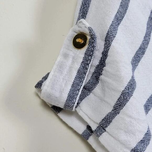 Purple Rain Striped Crop Top‎ Short Sleeves Womans Size Small White Blue - Picture 7 of 12